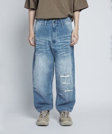 Layered cut washed trousers