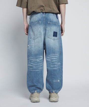 Layered cut washed trousers
