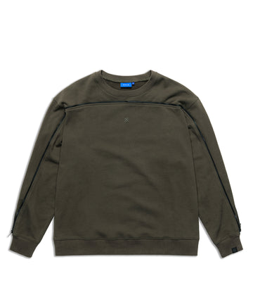 Through-sleeve zipper sweatshirt