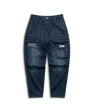 Stonewashed workwear 3D pocket jeans