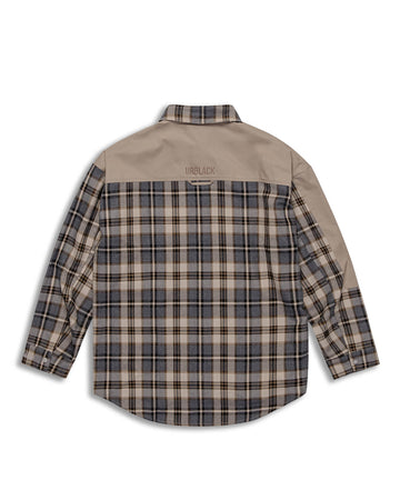 Cargo pocket asymmetrical plaid patchwork shirt